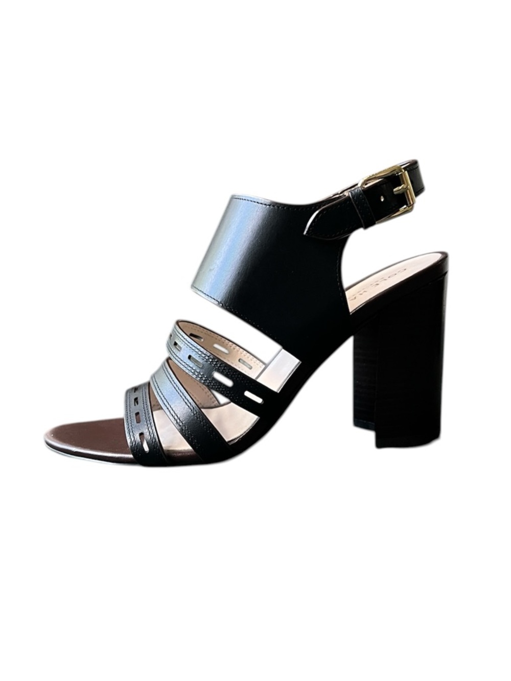 Cole Haan Reina City W06387 Block Heel Oxford Sandals Vegan Leather Black 6B